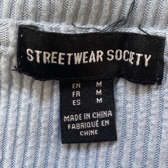 Charlotte Russe Streetwear Society Pastel Blue Ribbed Sweater - Picture 2 of 3